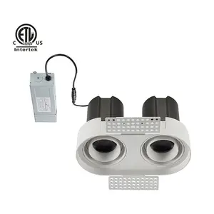 Daytonled Twins B Oval Square Frameless Series ETL North America Architectural Anti-glare Double Lights Led Downlight 10w
