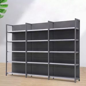 Rak Gondola Logam Berat Tahan Lama Dua Sisi Langsung dari Pabrik, Rak Display Kayu untuk Toko Swalayan & Ritel - Product Image 1