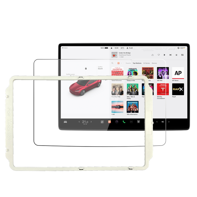 For 2024 Tesla Model 3 Highland Tempered Glass Navigation 15.4" Rear 8" Screen Protector with Auto-Alignment Installation Tool
