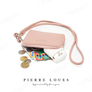 Pierre Loues Mini Coin <b>Purse</b> <b>Pink</b> Solid Color Neckband Wallet For Everyday Use - Product Image 1
