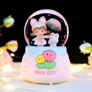 Ombrello a Forma di Cuore per Ragazze, Scatola Musicale Rotante con Fungo Luminoso e Sfera di Cristallo, Regalo di San Valentino, Regalo per Studenti, Decorazione da Scrivania - Product Image 1