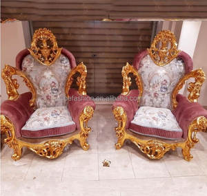 OE-FASHION Canapé d'angle de luxe de conception européenne <span class=keywords><strong>Serena</strong></span> 100% fait à la main en bois de mahogany massif avec feuillage doré pour appartements - Product Image 5