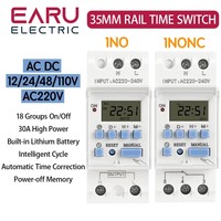 Relay Timer Digital Mingguan 7 Hari yang Dapat Diprogram, Saklar Kontrol Waktu AC 220V 230V 12V 24V 48V 16A Pemasangan Rel Din THC30A