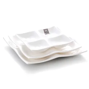 Yangge melamine white square 4 compartment dinner plates plates cn gua Hotel Restaurant Home Banquet Wedding 17 17 2.5 cm