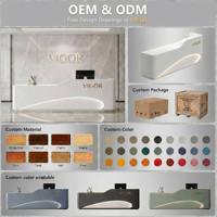 Comptoir de réception moderne blanc avec éclairage LED, bureau d'accueil minimaliste, comptoir de salon, table d'accueil pour clinique esthétique