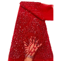 Nouveau Style de Tissus en Dentelle Filet Africaine Française NI.AI Avec Paillettes et Perles Couleur Noire pour Robe de Soirée Femme