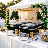 Ensemble de réchauds de buffet hydrauliques noirs et dorés de luxe pour événements et traiteurs – Vente en gros