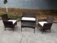 Uplion Ensemble de salon de jardin en rotin PE 4 pièces, cadre en métal, canapé en rotin, meubles de jardin, ensemble de table et de chaises