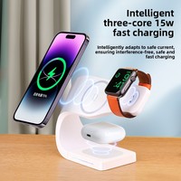 Station de charge sans fil magnétique en plastique quatre-en-un, chargeur rapide 10W, cadeau d'entreprise pour les clients