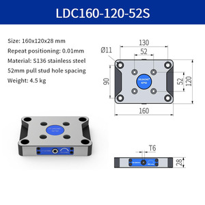 Plaque de changement <span class=keywords><strong>rapide</strong></span> LDC160-120-52S 52mm à point zéro pour axes 4 et 5, pour centre d'usinage CNC, haute précision, haute vitesse - Product Image 4