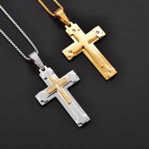 Collier Jésus en Acier Inoxydable, Pendentif Croix Biblique, Bijou Religieux pour Homme, Charme de Prière, Cadeau de Baptême pour Garçons et Hommes - Product Image 3