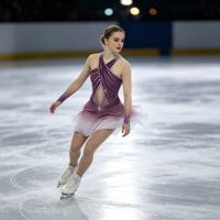 Costume de patinage artistique à dégradé violet avec strass, dos croisé, manches longues, pour enfants et adultes, compétition et performance