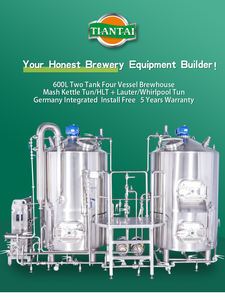 Brasserie verticale à chauffage vapeur 500L 5HL à deux réservoirs et quatre cuves en acier inoxydable 304 avec pompe et moteur - Product Image 2