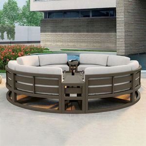 Meubles de jardin de luxe modernes pour hôtels, ensembles de salon modulaires en aluminium, résistants à l'eau, pour villas, parcs, plages - Product Image 6