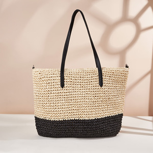 Nuova <span class=keywords><strong>Borsa</strong></span> da Spiaggia da Donna in Paglia Intrecciata con Chiusura a Cerniera, <span class=keywords><strong>Tre</strong></span> Cinghie, Grande Capacità, Porta Documenti Interno, <span class=keywords><strong>Borsa</strong></span> a Spalla - Product Image 3