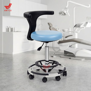 Silla <span class=keywords><strong>de</strong></span> Hospital Redonda Azul AntluPlus, Silla Dental con Reposapiés Ajustable para Clínica Profesional - Product Image 5