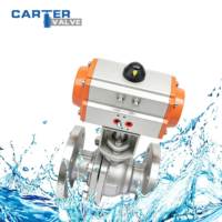 Válvula de bola neumática de acero inoxidable CF8 CF8M con bridas, de dos piezas, de paso completo, con sello blando de PTFE, para agua, aceite y gas, sin fugas