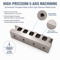 Bloc de dissipateur thermique usiné CNC 5 axes sur mesure en aluminium robuste avec finition métallique satinée brute pour l'assemblage de système thermique