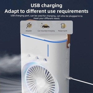 Dual Head <b>Spray</b> Tower Fan with Control Mis Humidifier Rechargeable Desk Fan with 3 Wind Speed for Home Office Travel Camping - Product Image 6