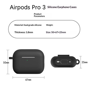 Vente en gros d'usine pour étui de protection d'écouteurs Pro 3 en silicone liquide avec surface givrée et couleur unie - Product Image 3