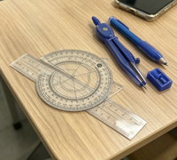 Kit de géométrie pour étudiants, compas, règle, rapporteur, taille-crayon, matériel de dessin technique et de géométrie, direct usine