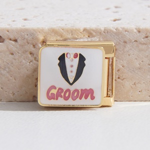 Venta al por mayor de dijes italianos a granel de acero inoxidable que no se deslustran, chapados en oro de 18 quilates, serie Día de la Madre, para pulseras de dijes italianos - Product Image 3