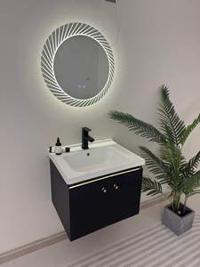 Meuble-lavabo en PVC étanche au design flottant avec miroir LED à commande tactile pour usage domestique - Product Image 4
