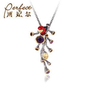 Mạ 925 Sterling bạc trang sức Set Vàng Hot Thời Trang Handmade của phụ nữ cổ điển hoàn hảo Zircon Bộ đồ trang sức trong màu đen - Product Image 3