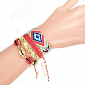 Groothandel handgemaakte mexicaanse glazen kralen weven vriendschap pulseras miyuki duivel ogen vintage multi layer armband gestapeld