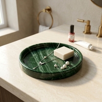 Plateau rond en marbre naturel, porte-savon, pierre polie, décoration de vanité pour salle de bain et décoration intérieure