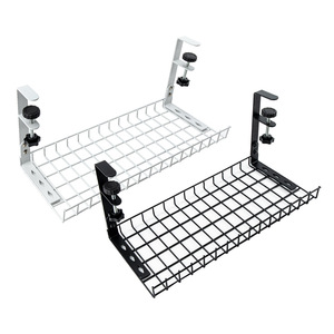 Under <b>Desk</b> Cable Management Rack Iron Rectangle Hook Type Office Organizer For Power Strip Router Wire Storage - Product Image 5