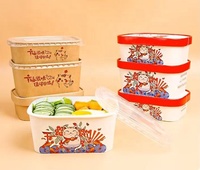 Biologisch afbreekbare composteerbare kraftpapieren rechthoekige lunchbox met deksel, lekvrij, voor sushi, fastfood, OEM