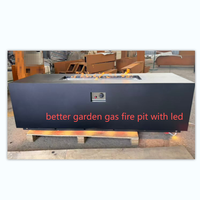 Brasero de Acero Decorativo con Luz LED, Color Negro, 18" de Alto x 36" de Ancho, para Exteriores, a Gas