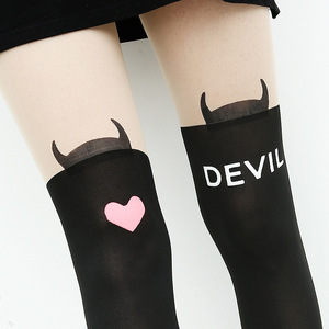 Mulheres Sexy Collants Meninas Meias Gato Padrão Imprimir Cartoon Silk Pantyhose 100% Nylon - Product Image 2