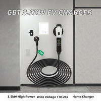 Chargeur EV portable GBT 3,5 kW V2L avec prise Schuko, câble de 5 m, protection IP55, sortie 16A, pistolet de charge EV domestique