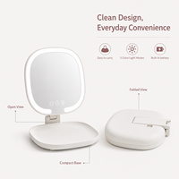 Miroir cosmétique compact rechargeable, cadre en ABS ultra léger, réglage de la couleur en trois tons, pour sac à main de voyage