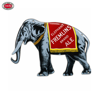 Plaque en émail personnalisée en forme d'éléphant Fremlins, style vintage vieilli, en porcelaine, pour brasserie anglaise, idéale pour la décoration de bar, pub ou cave à homme.
