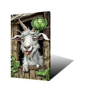 Hài hước dê bức tranh tùy chỉnh tường nghệ thuật in kỹ thuật số trên vải HD hình ảnh tùy chỉnh thiết kế cho trang trí nội thất hiện đại - Product Image 1