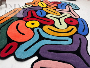 พรมขนสัตว์แบบถักมือแบบนามธรรมที่ทันสมัยคุณภาพสูงสำหรับพื้นบ้านสำหรับห้องนั่งเล่นห้องอาหารห้องครัวการวาดภาพการเล่นโรงแรมสำนักงานอื่นๆ - Product Image 5