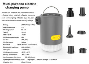 Pompe à air électrique compacte et légère Portable Mini gonfleur en métal gonflage rapide/dégonflage lits à coussin d'air anneaux de natation - Product Image 5