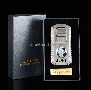 JOFI Multifunctional Metal <b>Cigar</b> <b>Lighter</b> Triple Jet Flame Windproof Refillable Butane Fuel Outdoor Portable Igniter Business Gif - Product Image 1