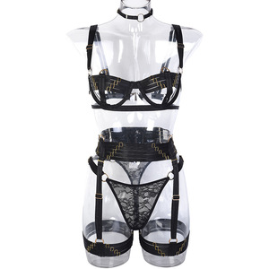 Fetiş iç çamaşırı Nake açık sutyen fantezi iç çamaşırı kadın Uncensored lüks seksi kostüm fantezi Bilizna jartiyer kemer ile Set - Product Image 5
