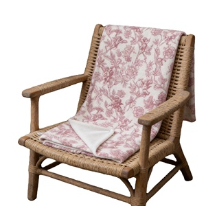Couverture en fausse fourrure <span class=keywords><strong>mohair</strong></span> 300 g/m² à imprimé floral, couverture composite en flanelle blanche 180 g/m² pour lit et canapé - Product Image 1