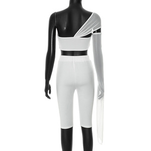 Ghy6198 <span class=keywords><strong>2025</strong></span> Bán Buôn <span class=keywords><strong>Hot</strong></span> Sexy Mùa Hè Hai Mảnh Của Người Phụ Nữ Lưới Quần Áo Bộ Phong Cách Giản Dị Chiều Dài Ngắn Tops Rắn Đan - Product Image 6