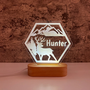 Wholesale Solid Wood LED Display <b>Night</b> Light Base Holder <b>Stand</b> 3D LED Lamp Wooden Base for DIY Acrylic Wall Signs Wood Crafts - Product Image 4