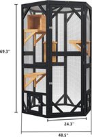 Enclos extérieur de luxe pour chat en bois de sapin, cage à chat en fil métallique, plateformes en bois à plusieurs niveaux, portes d'accès verrouillables, grand enclos de jeu pour chat