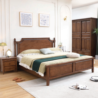 Bois massif américain Lit King California Armoire Coiffeuse Chevet Ensemble de meubles de chambre à coucher Lit d'hôtel 5 étoiles Personnalisable