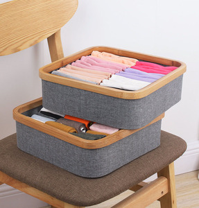 3 Divider Fabric <strong>Storage</strong> Box Square Underwear Organizer for Socks <strong>Lingerie</strong> Handkerchiefs and Ties for Drawer Organizing - Product Image 2