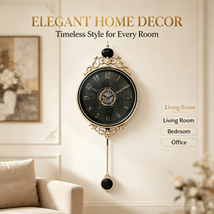 <span class=keywords><strong>Orologio</strong></span> da Parete Vintage di Lusso con <span class=keywords><strong>Pendolo</strong></span> - Decorazione Moderna di Lusso per Soggiorno, Ingresso, <span class=keywords><strong>Orologio</strong></span> da Parete Silenzioso Senza Ticchettio - Product Image 1
