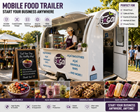 Petite remorque alimentaire galvanisée, chariot mobile pour smoothies avec fenêtre de service pour jus d'açai, desserts, collations, restauration en plein air